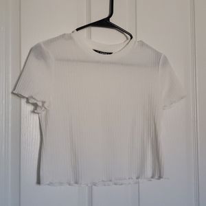 White Lettuce Edge Crop Top